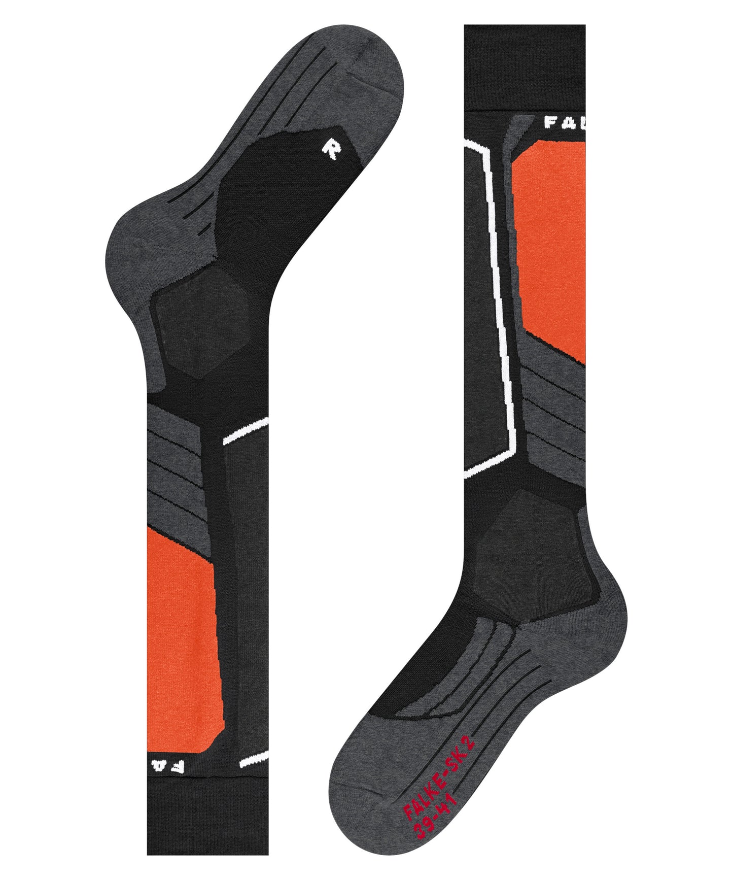 Falke SK2 Mens Black/Orange Ski Socks