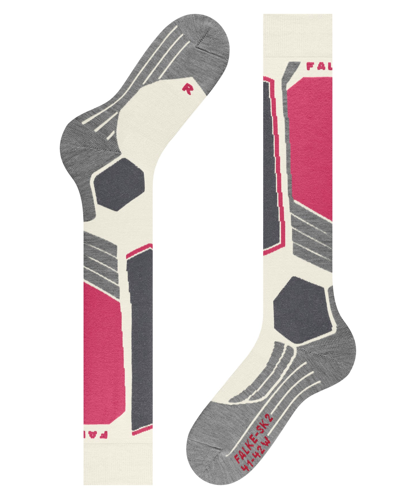 Falke SK2 Womens White/ Grey/ Pink Ski Socks