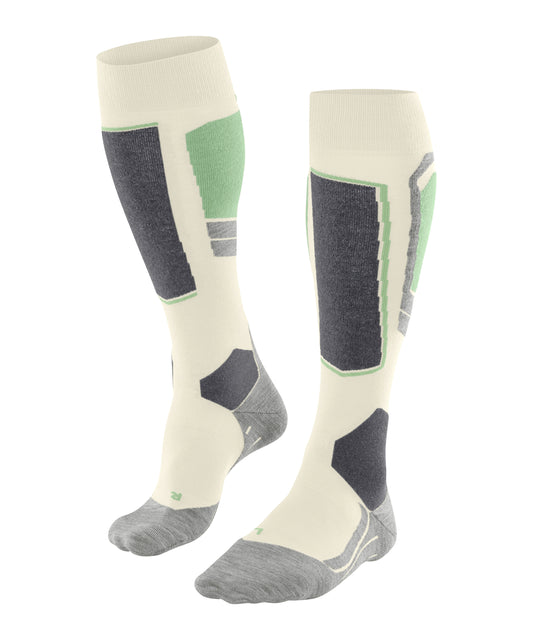 Falke SK4 Womens White/ Grey/ Green Ski Socks
