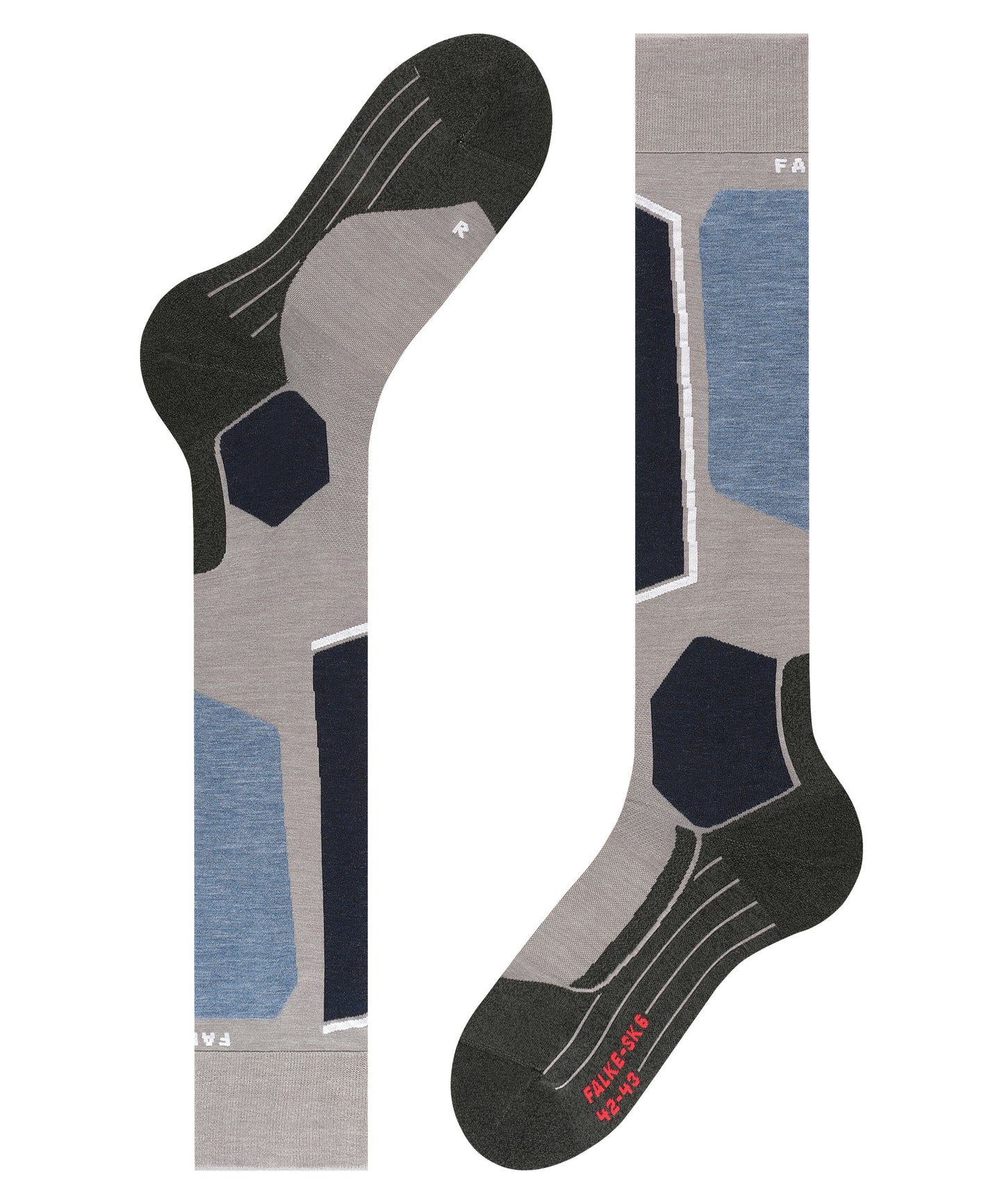 Falke SK6 Mens Ski Socks Grey/ Blue/ Black